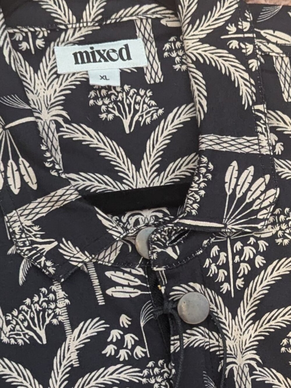 Mixed by Nazrin Paloma Classic Jumpsuit NWT XL Palm Print Cotton Stretch - Picture 3 of 4